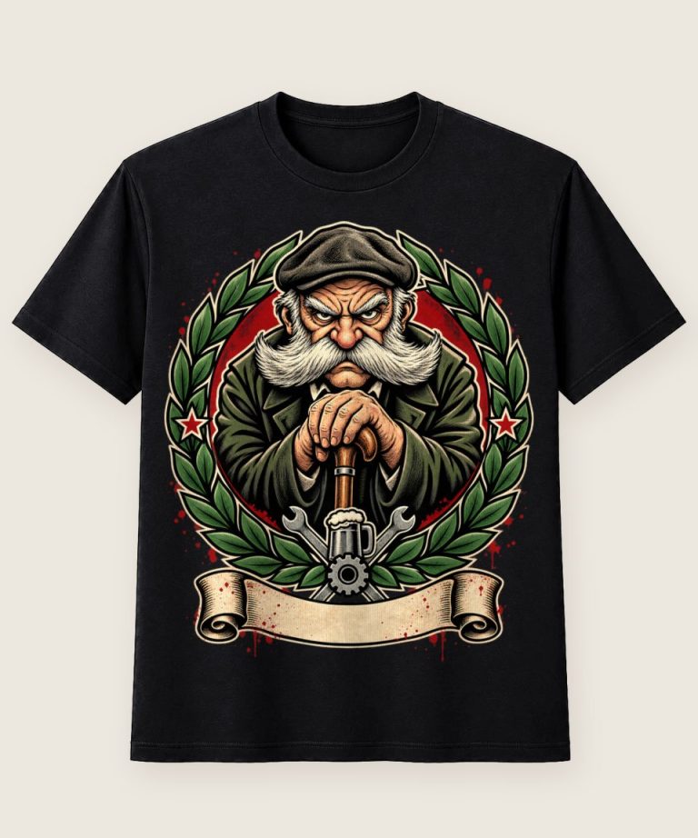 T-Shirt mit Motiv „Grumpy Old Man Grantiger Opa Wappen“ – Hobby & Freizeit T-Shirts