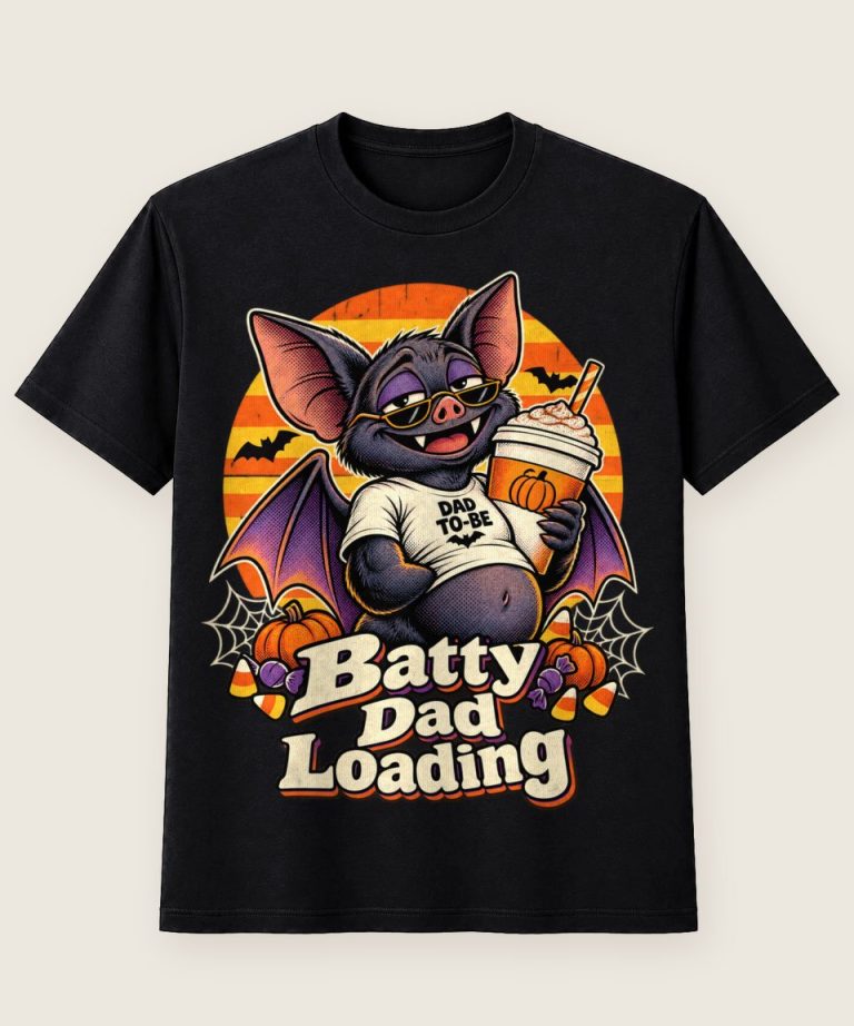 T-Shirt mit Motiv „Halloween Batty Dad Loading Vampirfledermaus Papa In Spe“ – Halloween T-Shirts