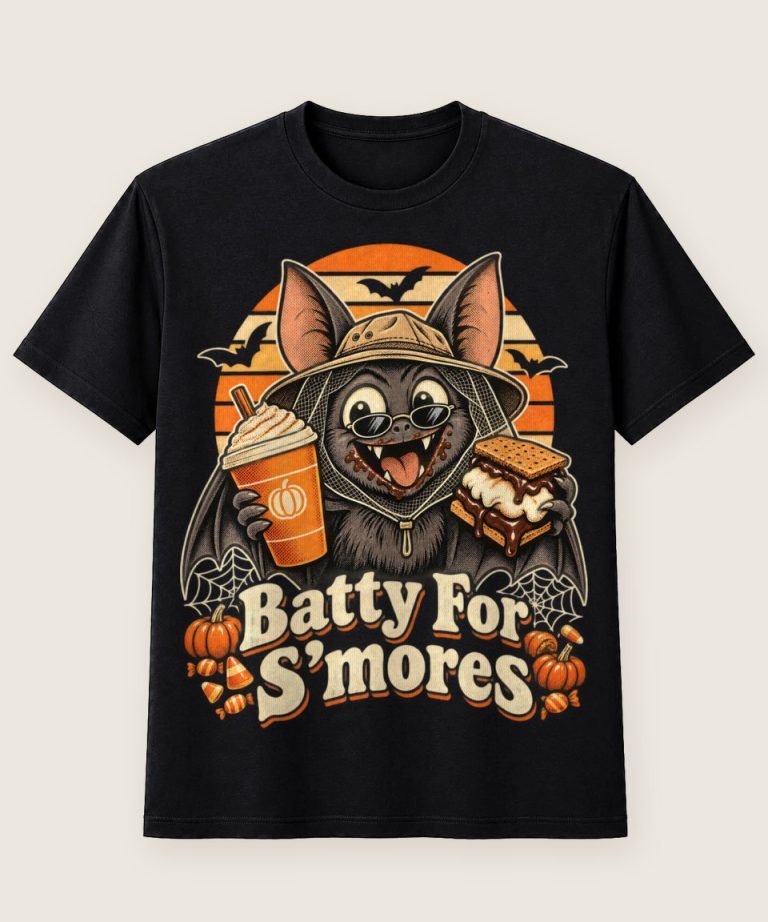 T-Shirt mit Motiv „Halloween Batty For S'mores Fledermaus“ – Halloween T-Shirts