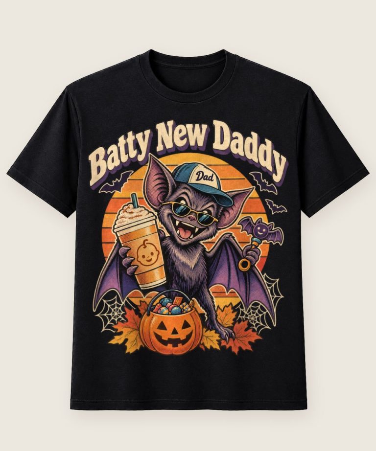 T-Shirt mit Motiv „Halloween Batty New Daddy Fledermaus Papa“ – Halloween T-Shirts