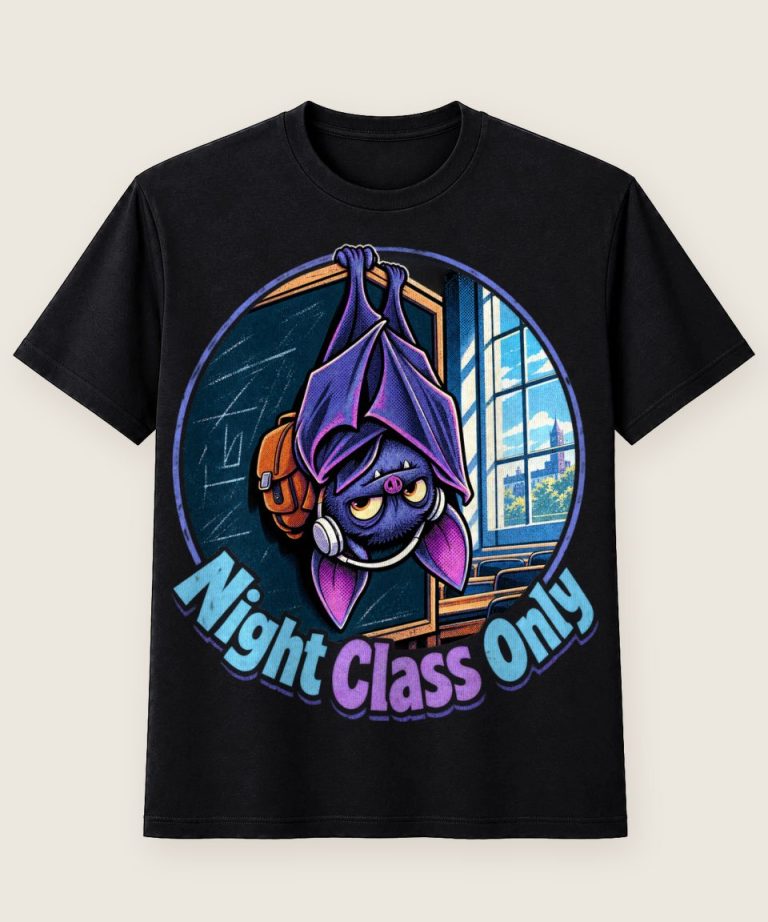 T-Shirt mit Motiv „Halloween Fledermaus Night Class Only für Studierende“ – Halloween T-Shirts