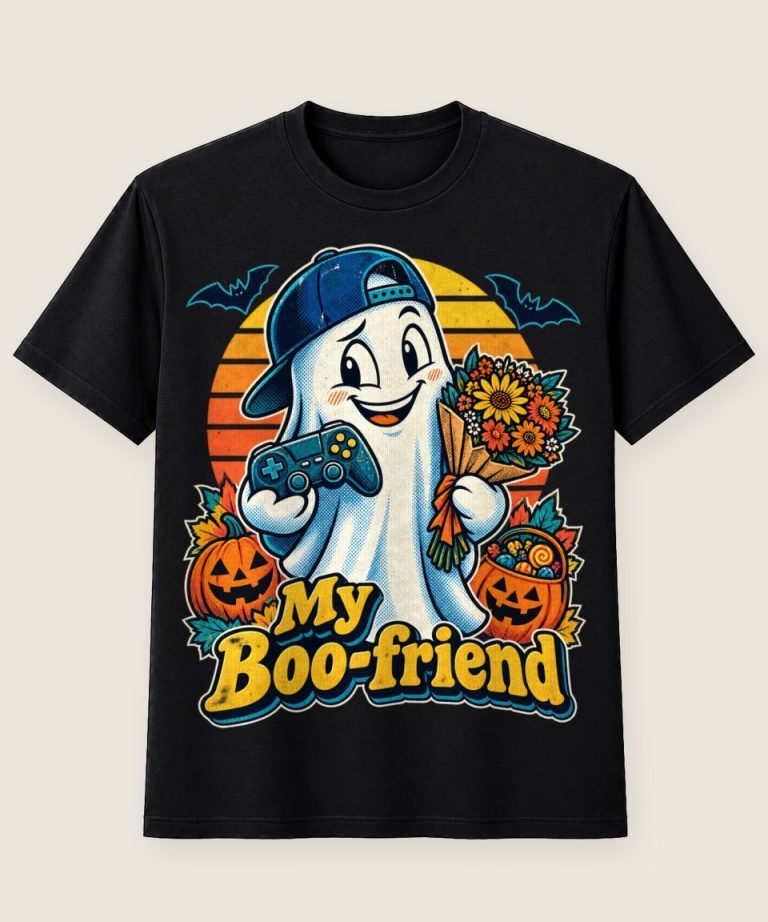 T-Shirt mit Motiv „Halloween Gamer-Geist My Boo-friend“ – Halloween T-Shirts