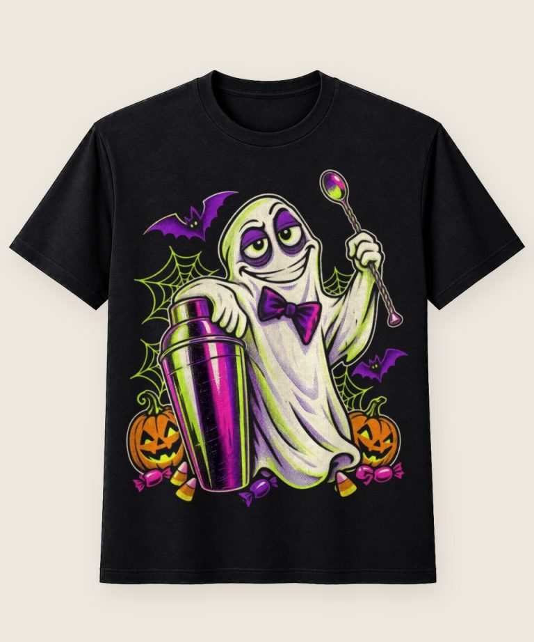 T-Shirt mit Motiv „Halloween Geist Barkeeper für Nachtschicht Barteam“ – Halloween T-Shirts