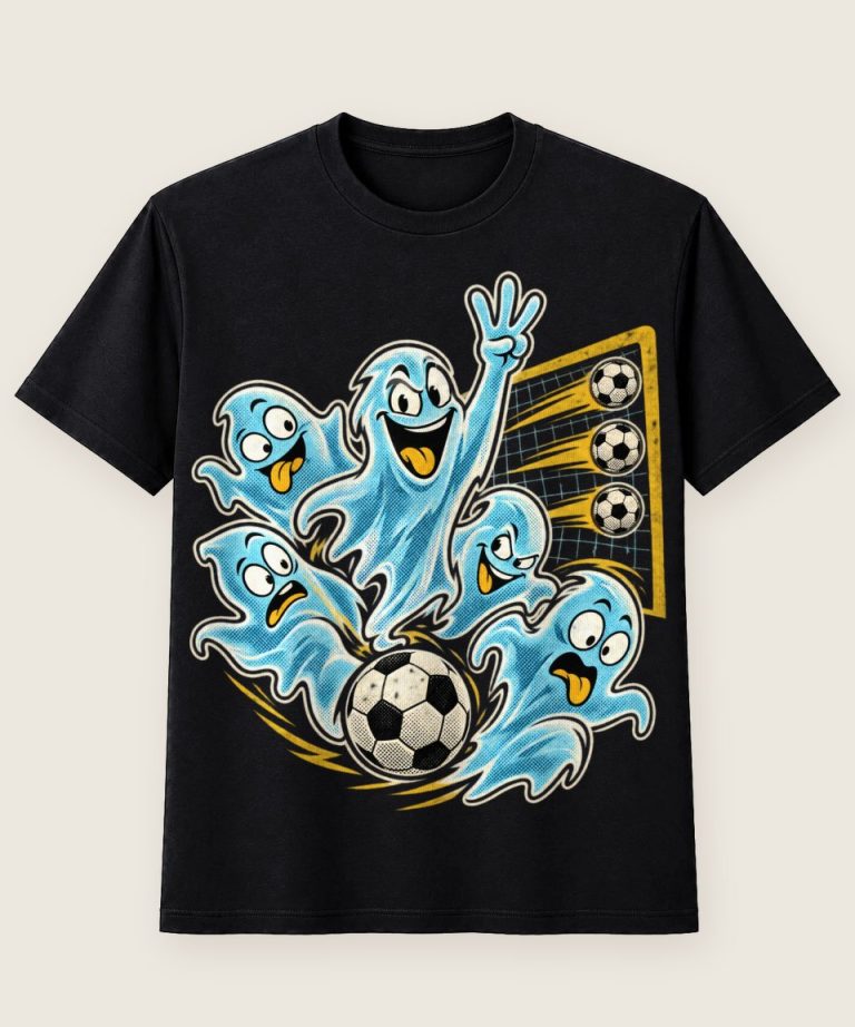 T-Shirt mit Motiv „Halloween Geist Fußball Triple Tor für Stürmer“ – Halloween T-Shirts