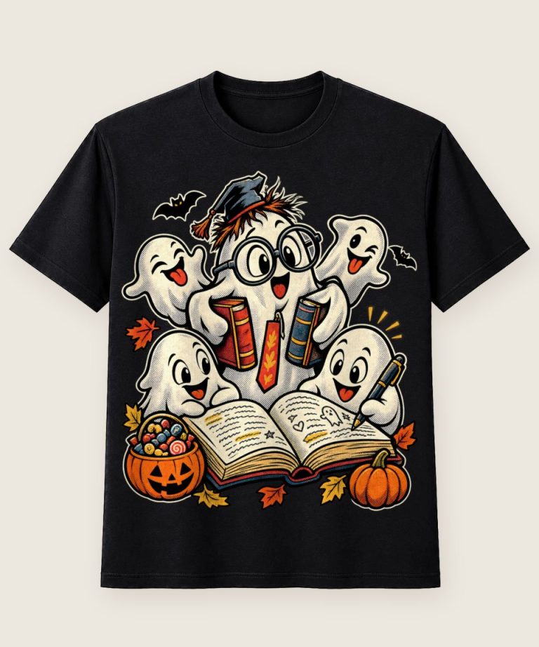 T-Shirt mit Motiv „Halloween Geist Leseratte Bibliothek“ – Halloween T-Shirts