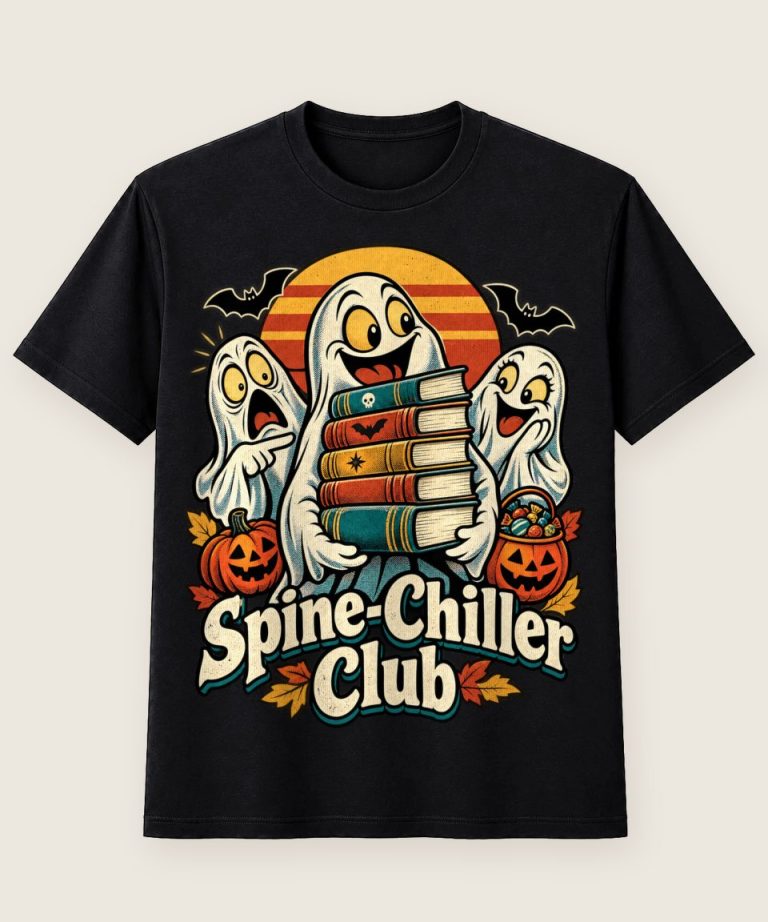 T-Shirt mit Motiv „Halloween-Geist Spine-Chiller Club Leser“ – Halloween T-Shirts