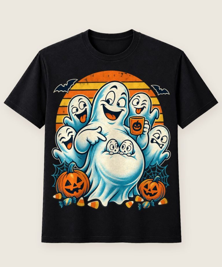 T-Shirt mit Motiv „Halloween Geisterbauch Babybauch schwangere Mama“ – Halloween T-Shirts