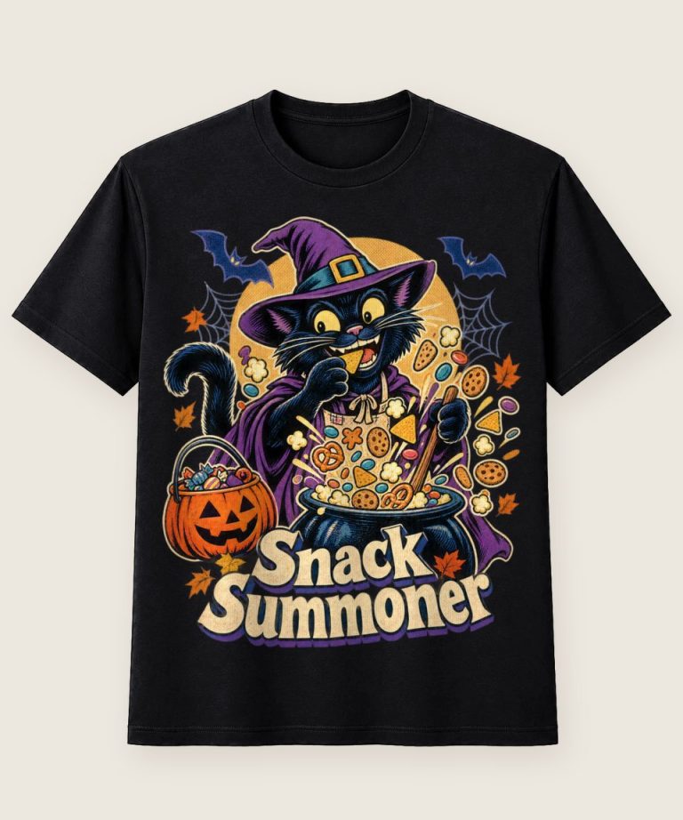 T-Shirt mit Motiv „Halloween Hexenkater Snack Summoner Papa“ – Halloween T-Shirts