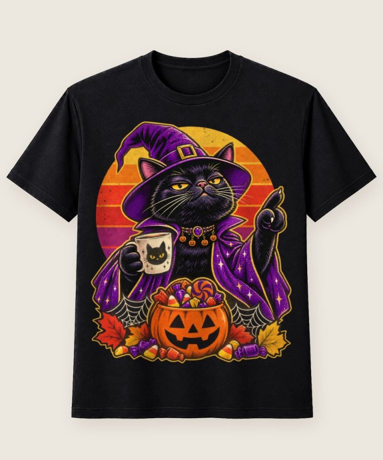 T-Shirt mit Motiv „Halloween Hexenkatze Cat Mom Boss“ – Halloween T-Shirts