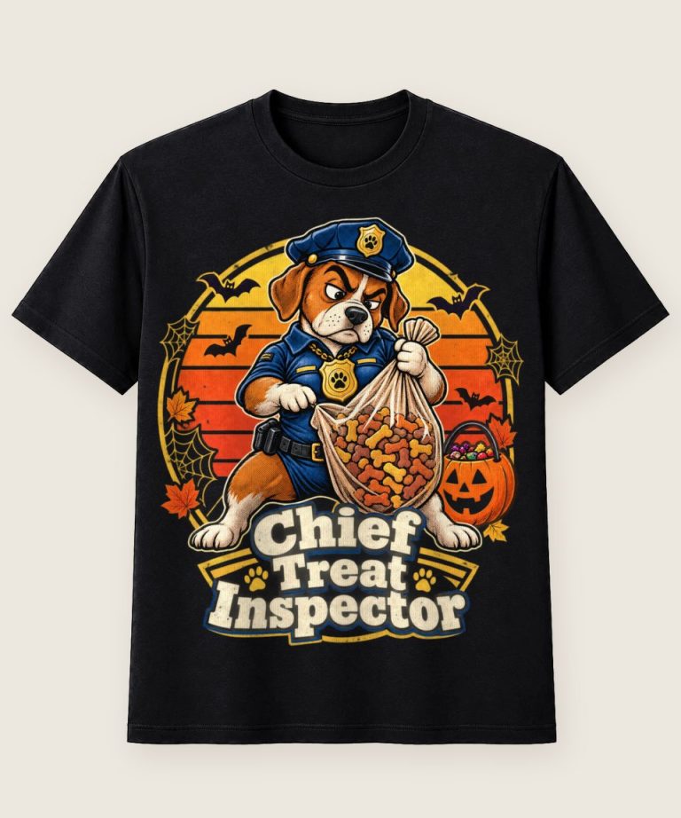 T-Shirt mit Motiv „Halloween Hund Chief Treat Inspector für Hundefaeter“ – Halloween T-Shirts