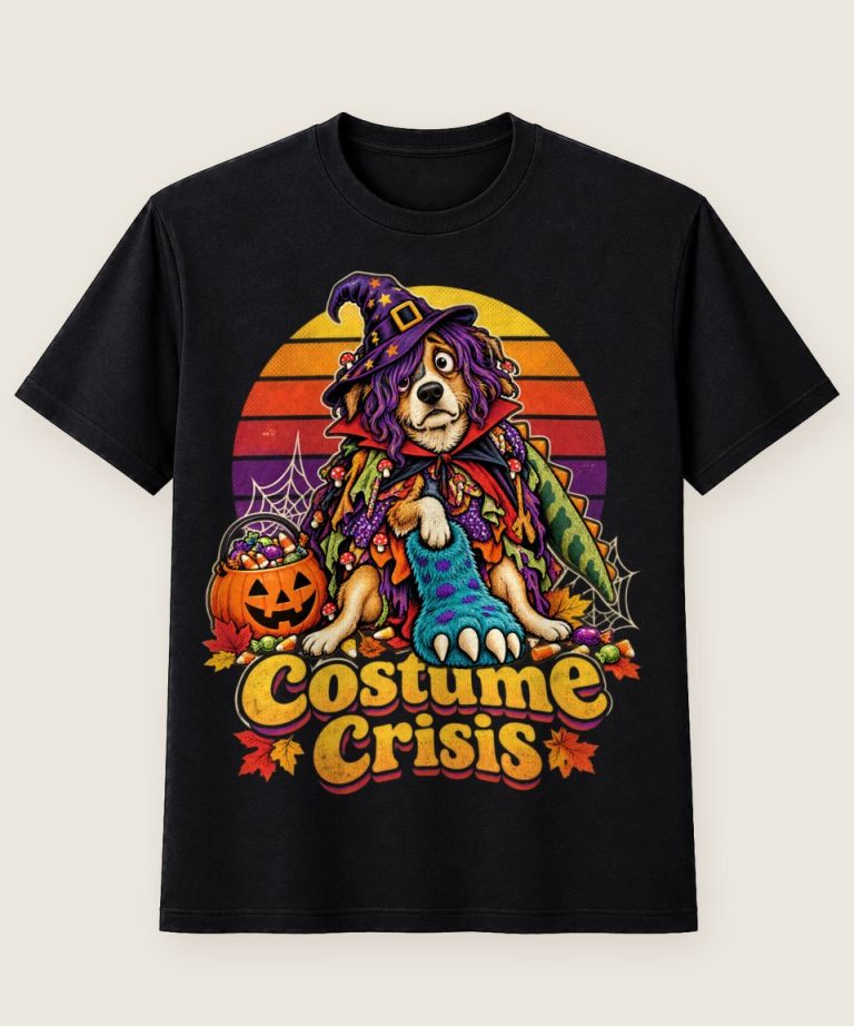 T-Shirt mit Motiv „Halloween-Hund Costume Crisis Cartoon“ – Halloween T-Shirts