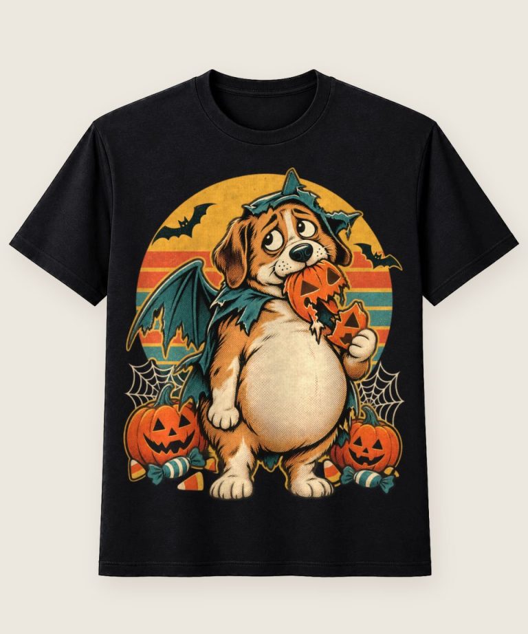 T-Shirt mit Motiv „Halloween Hund hat Verkleidung gefressen“ – Halloween T-Shirts