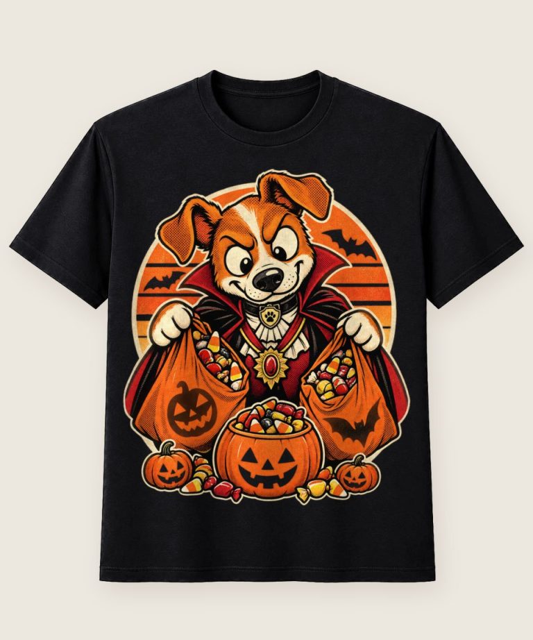 T-Shirt mit Motiv „Halloween Hund Professional Treat Inspector“ – Halloween T-Shirts