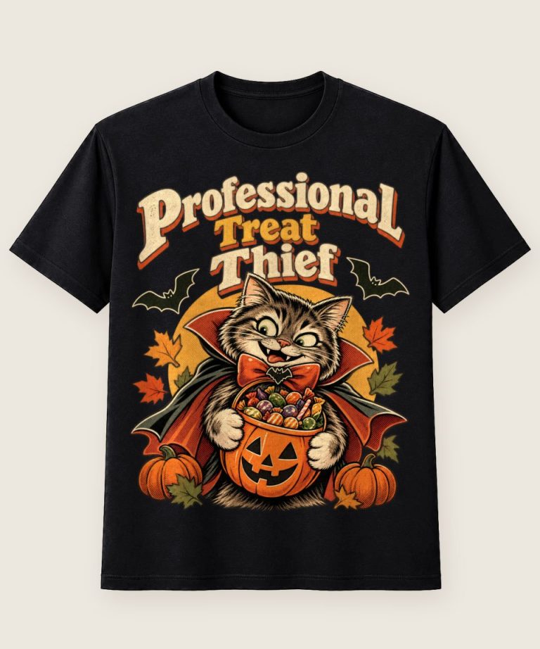 T-Shirt mit Motiv „Halloween Katze Professional Treat Thief für Cat Moms“ – Halloween T-Shirts