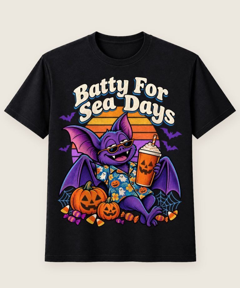 T-Shirt mit Motiv „Halloween Kreuzfahrt Batty For Sea Days“ – Halloween T-Shirts