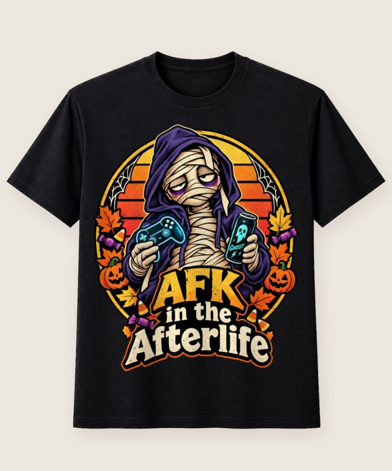 T-Shirt mit Motiv „Halloween Mumie AFK In The Afterlife“ – Halloween T-Shirts
