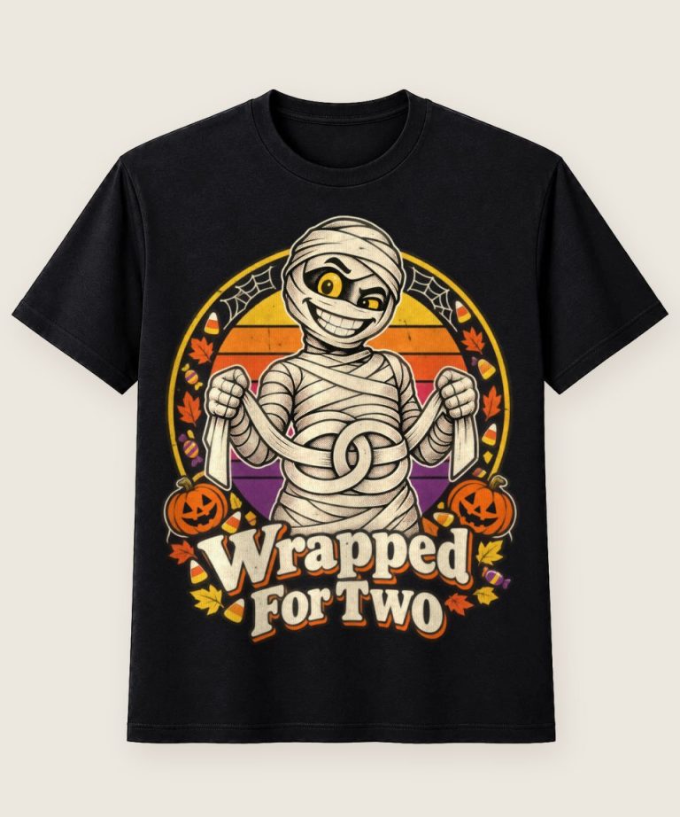 T-Shirt mit Motiv „Halloween Mumie Wrapped For Two Paare“ – Halloween T-Shirts