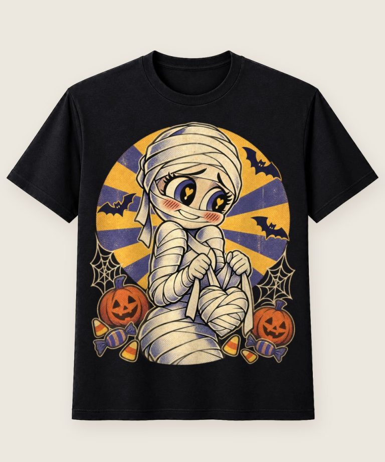 T-Shirt mit Motiv „Halloween Mumienpaar Retro Sonne Wrapped Up With You“ – Halloween T-Shirts