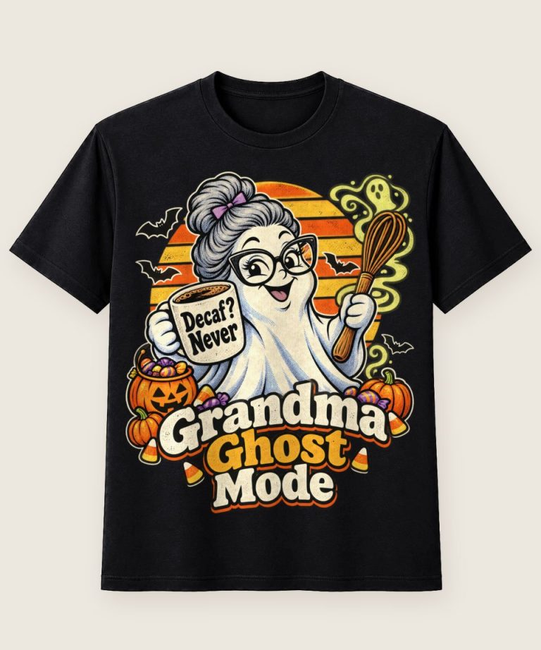 T-Shirt mit Motiv „Halloween Oma Geist Mode Kaffee“ – Halloween T-Shirts