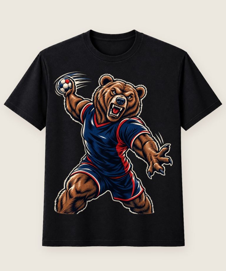 T-Shirt mit Motiv „Handball Bär mit Wurfkraft Emblem“ – Hobby & Freizeit T-Shirts