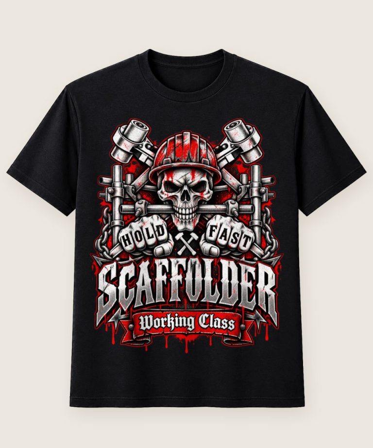 T-Shirt mit Motiv „Hold Fast Scaffolder Working Class - Gerüstbauer“ – Gerüstbauer T-Shirts