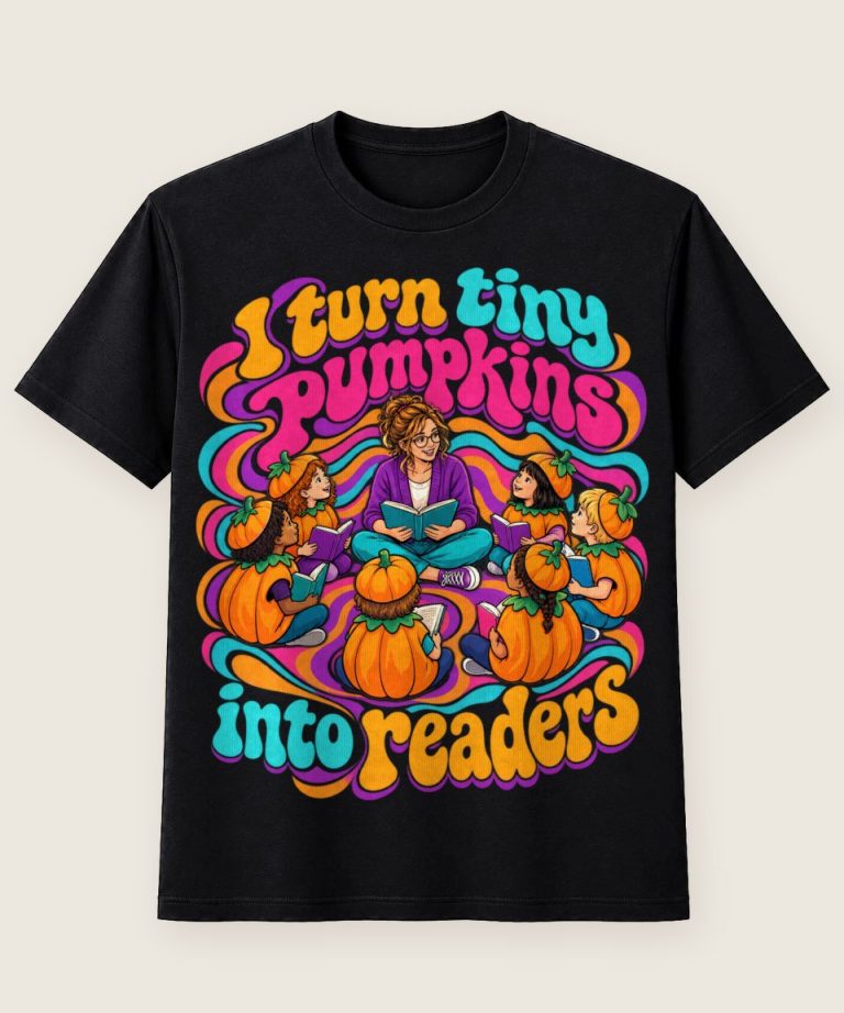 T-Shirt mit Motiv „I Turn Tiny Pumpkins Into Readers Halloween Lehrer“ – Halloween T-Shirts