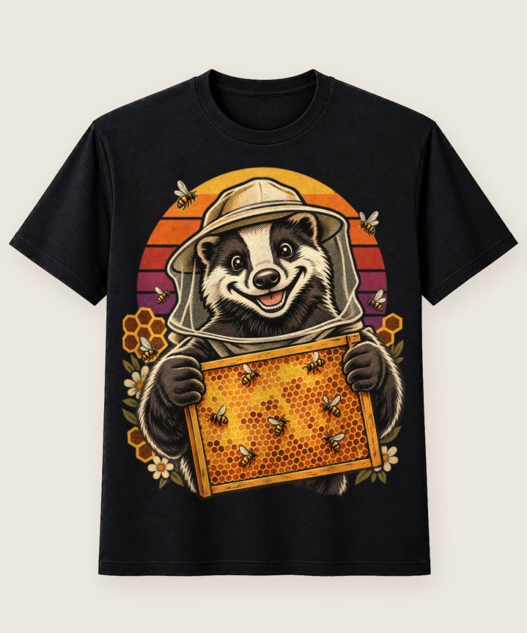 T-Shirt mit Motiv „Imker Honigdachs mit Bienen“ – Hobby & Freizeit T-Shirts