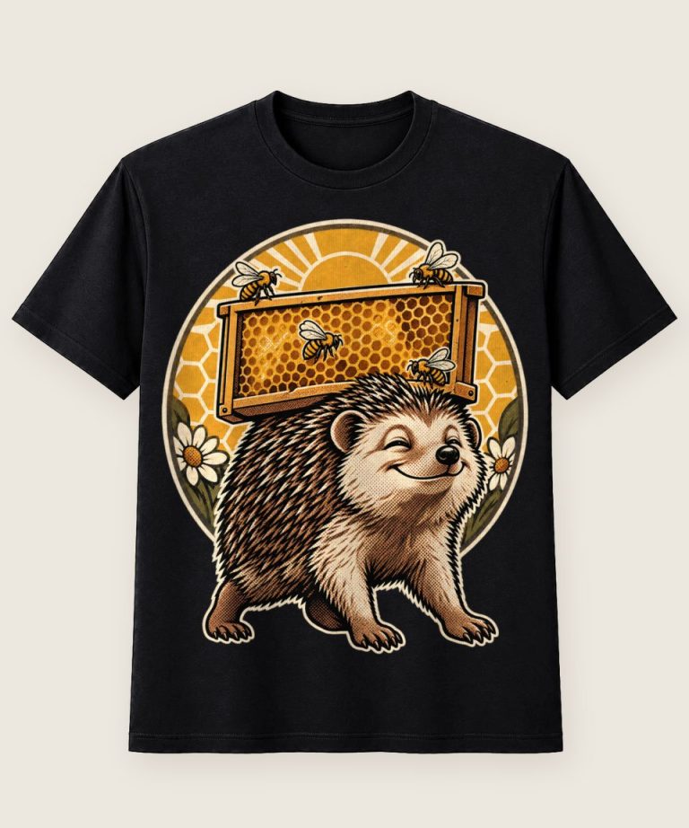T-Shirt mit Motiv „Imker Igel mit Honigwaben-Rahmen“ – Hobby & Freizeit T-Shirts