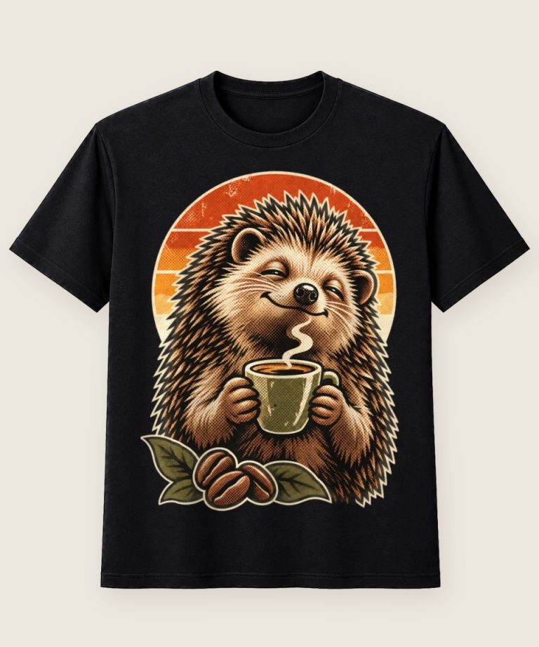 T-Shirt mit Motiv „Kaffee-Igel mit Espresso“ – Hobby & Freizeit T-Shirts
