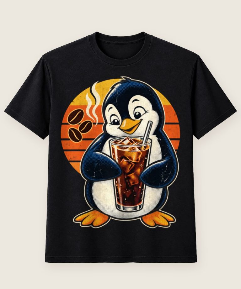 T-Shirt mit Motiv „Kaffee Pinguin“ – Hobby & Freizeit T-Shirts