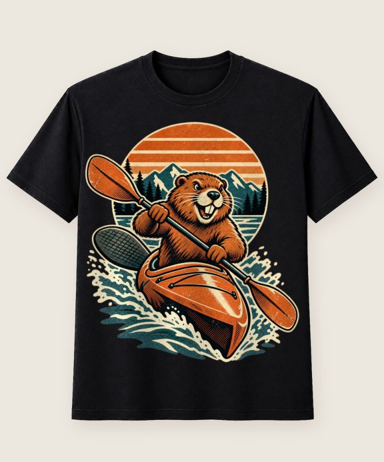 T-Shirt mit Motiv „Kajak Biber paddelt“ – Hobby & Freizeit T-Shirts