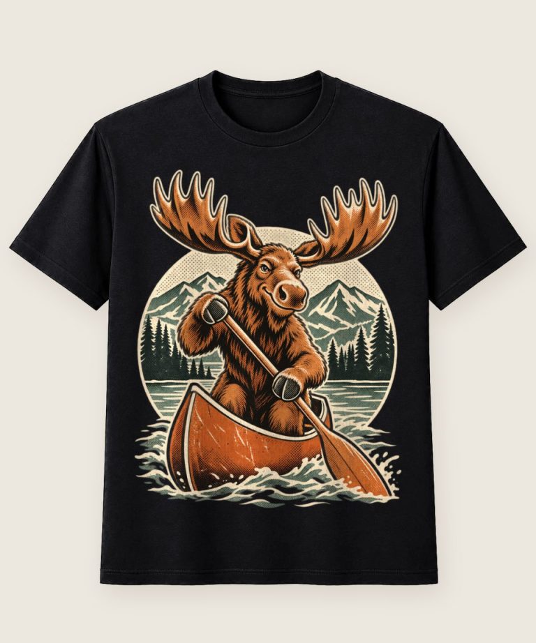 T-Shirt mit Motiv „Kajak Elch im Kanu“ – Hobby & Freizeit T-Shirts
