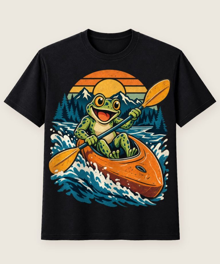 T-Shirt mit Motiv „Kajak Frosch beim Wildwasser“ – Hobby & Freizeit T-Shirts
