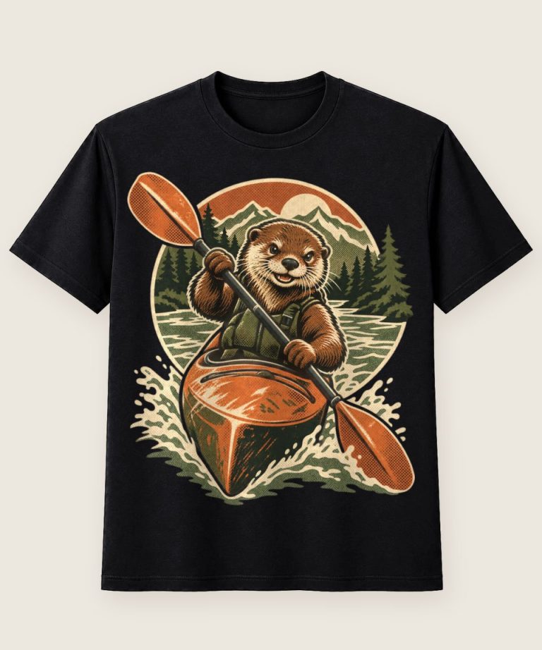 T-Shirt mit Motiv „Kajak Otter beim Paddeln“ – Hobby & Freizeit T-Shirts