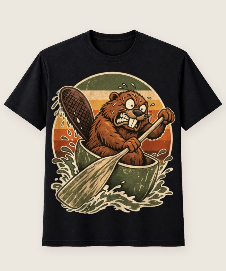 T-Shirt mit Motiv „Kanu Kajak Biber in Paddelwut“ – Hobby & Freizeit T-Shirts