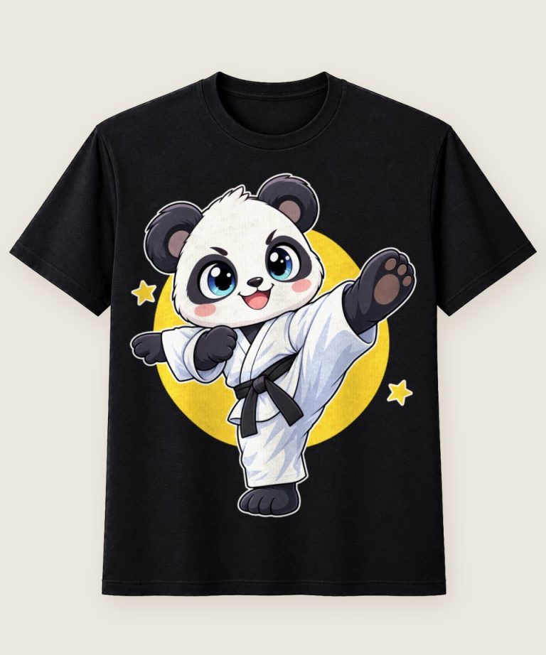 T-Shirt mit Motiv „Karate-Panda Tritt Für Kinder“ – Kinder-T-Shirts