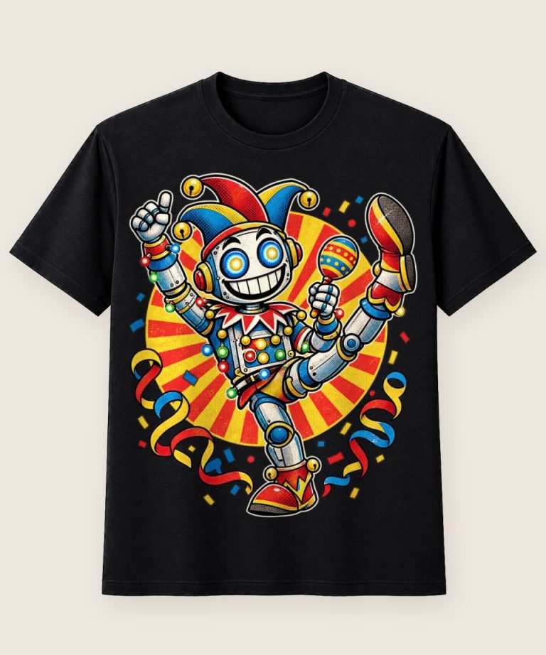 T-Shirt mit Motiv „Karneval Roboter Tanzmaschine im 70er Stil“ – Karneval & Fasching T-Shirts