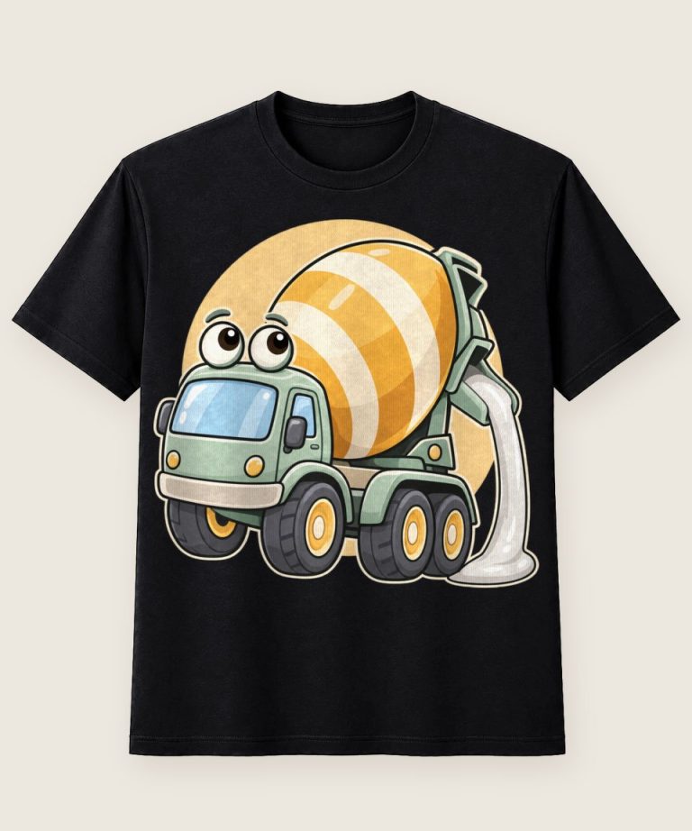 T-Shirt mit Motiv „Kleiner Betonmischer-Lkw mit großer Mischtrommel“ – Kinder-T-Shirts