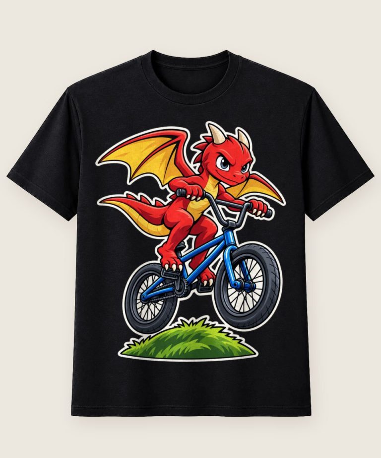 T-Shirt mit Motiv „Kleiner BMX-Drache Sprung Kinder“ – Kinder-T-Shirts