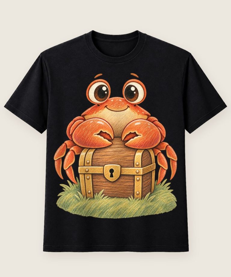 T-Shirt mit Motiv „Krabbe Schatztruhe Treasure Guard Crab Kinder“ – Kinder-T-Shirts