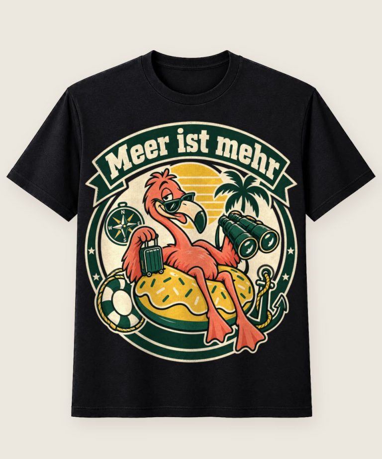 T-Shirt mit Motiv „Kreuzfahrt Flamingo Meer ist mehr Relax“ – Hobby & Freizeit T-Shirts