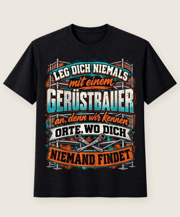 T-Shirt mit Motiv „Leg dich niemals mit einem Gerüstbauer an“ – Gerüstbauer T-Shirts