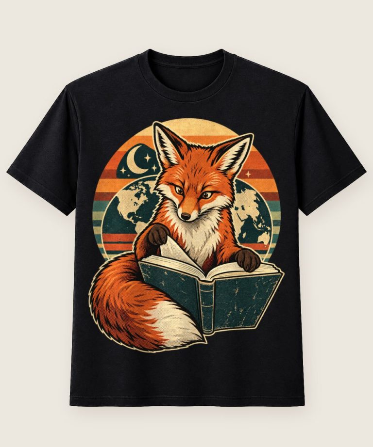 T-Shirt mit Motiv „Lesender Fuchs mit Buch“ – Hobby & Freizeit T-Shirts