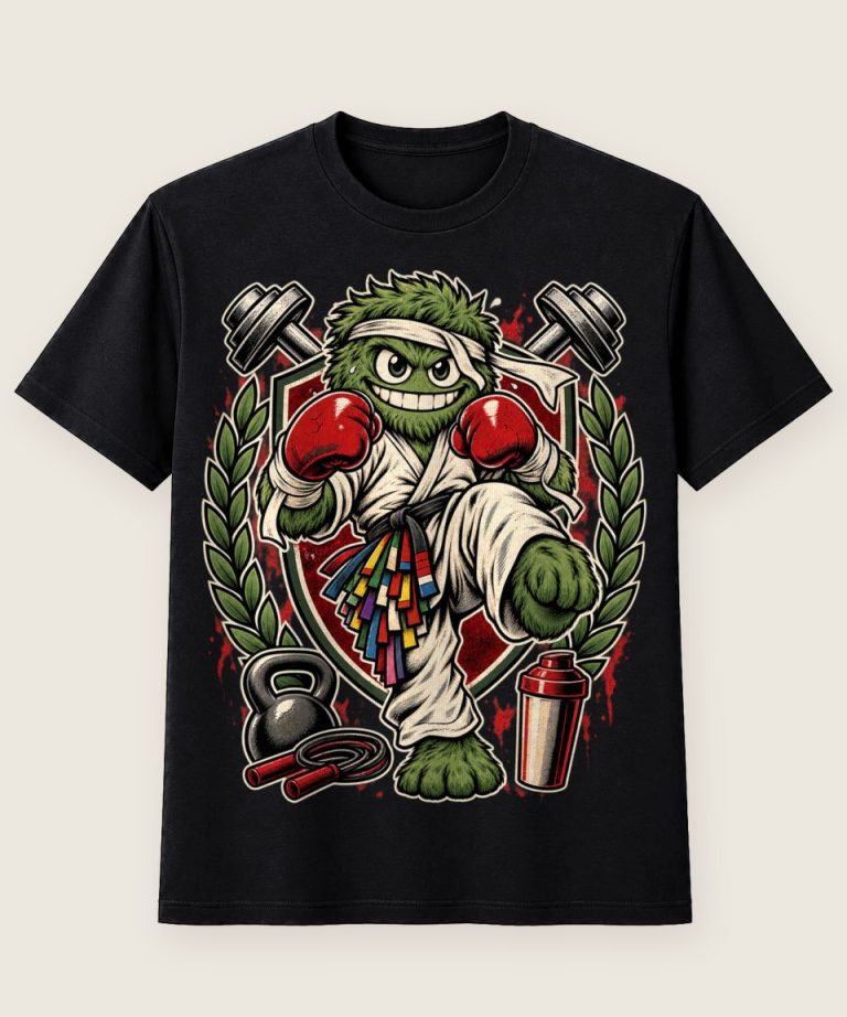 T-Shirt mit Motiv „Martial-Arts-Karate-Monster beim Sparring“ – Hobby & Freizeit T-Shirts