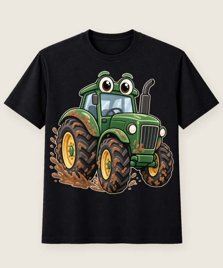 T-Shirt mit Motiv „Matschiger Traktor Kinder“ – Kinder-T-Shirts