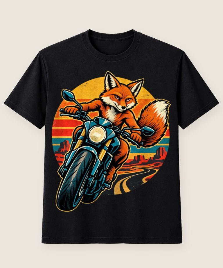 T-Shirt mit Motiv „Motorradfahrer Fuchs“ – Hobby & Freizeit T-Shirts