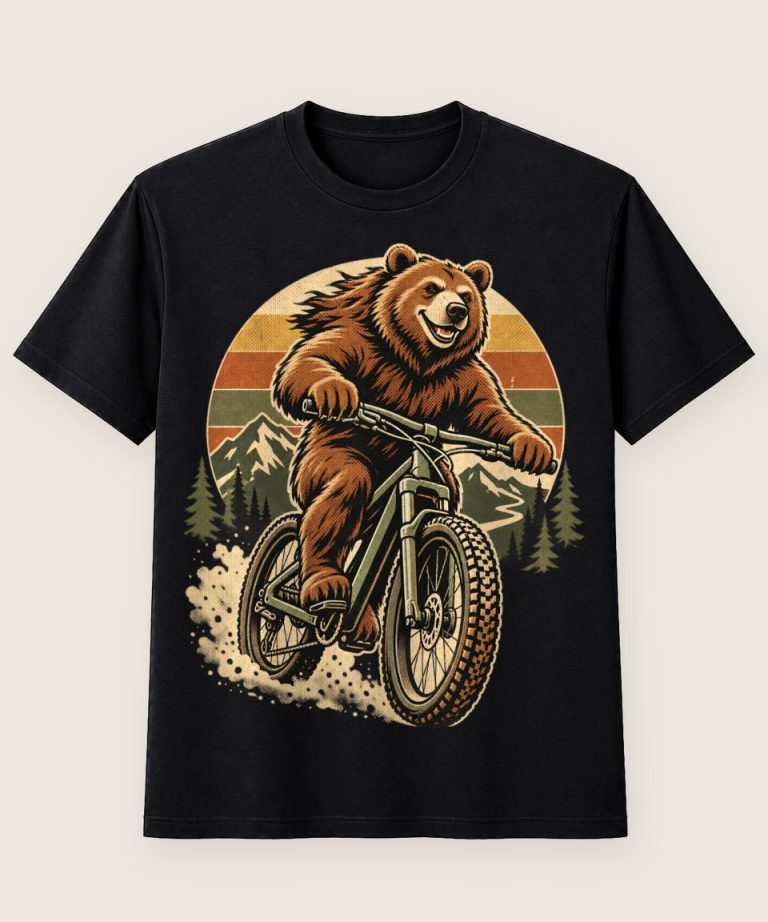 T-Shirt mit Motiv „Mountainbike Bär Fahrrad Comic Braunbär Trail“ – Hobby & Freizeit T-Shirts