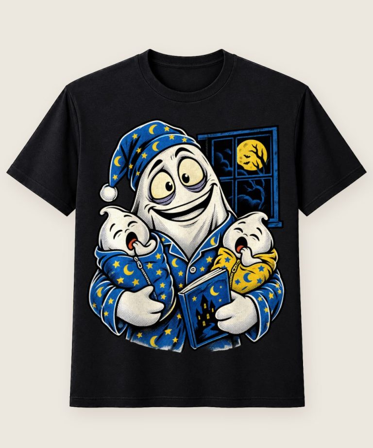 T-Shirt mit Motiv „Müder Papa Halloween Schlafenszeit Boo Crew Pyjama-Geister“ – Halloween T-Shirts
