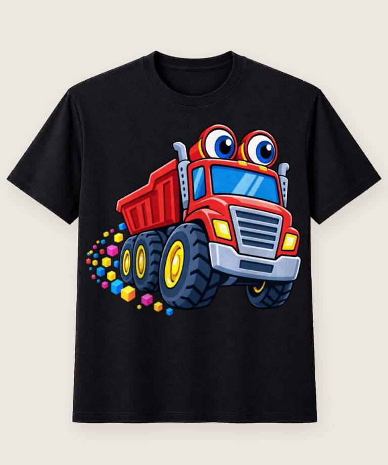 T-Shirt mit Motiv „Pixel-Renntruck Kinder“ – Kinder-T-Shirts