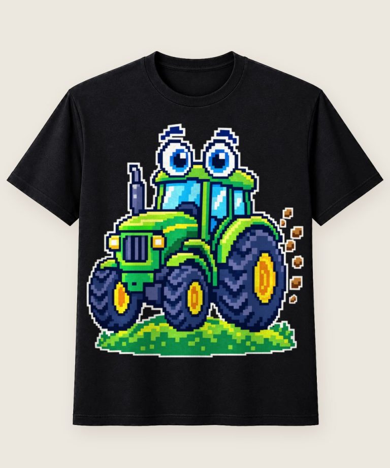 T-Shirt mit Motiv „Pixeltraktor Abenteuer Kinder Gaming“ – Kinder-T-Shirts